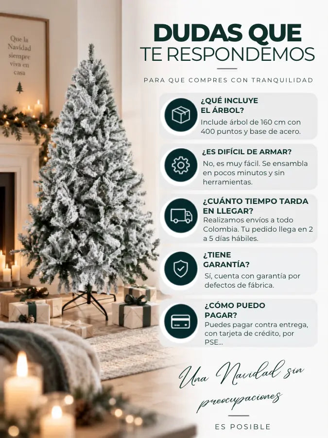 SNOW™  Árbol de Navidad Nevado 160 cm — 400 Puntas