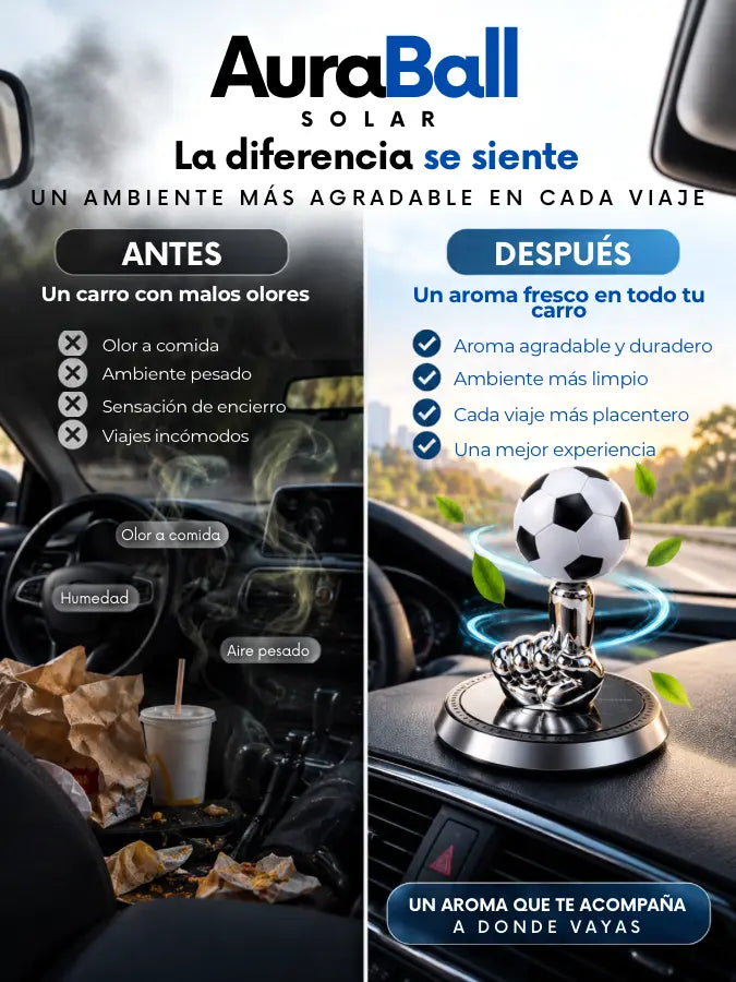 AuraBall Solar® Ambientador Solar para carro - GRATIS esencia.