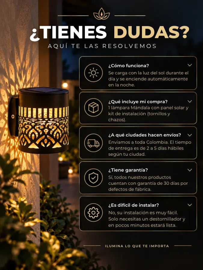 MÁNDALA™ — Lámpara Solar Decorativa con Panel Solar