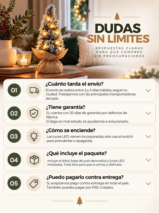 Árbol de Navidad Nevado de Mesa con Luces LED – 45 cm