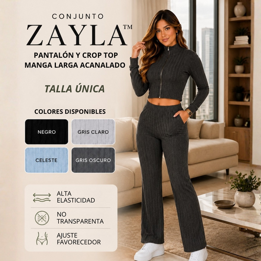 CONJUNTO ZAYLA™ Pantalón y crop top acanalado