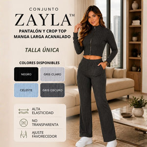CONJUNTO ZAYLA™ Pantalón y crop top acanalado
