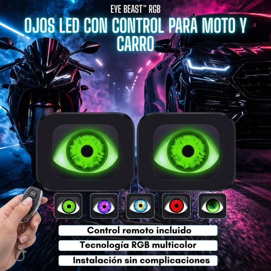 EYE BEAST™ RGB Ojos LED con control para moto y carro