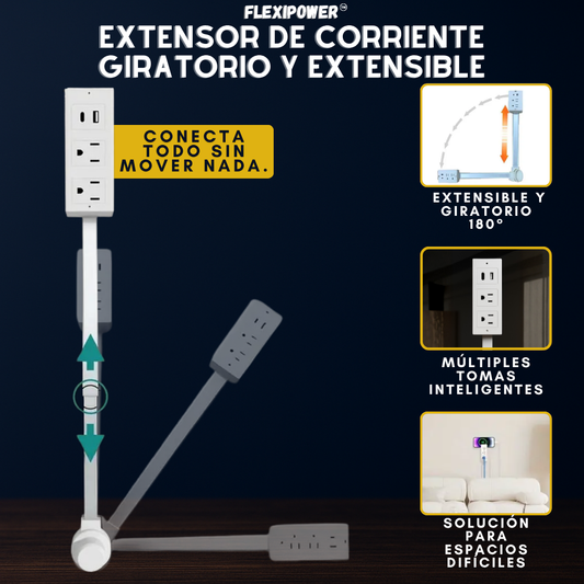 FlexiPower™ Extensor De Corriente Giratorio Y Extensible.