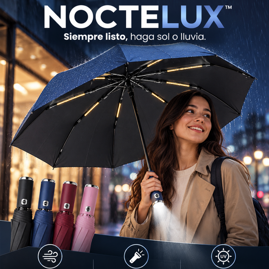NOCTELUX™ – Sombrilla Automática con Linterna