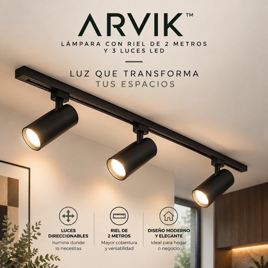 ARVIK™  Lámpara con Riel de 2 Metros y 3 Luces LED