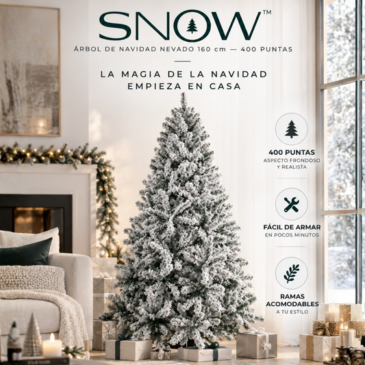 SNOW™  Árbol de Navidad Nevado 160 cm — 400 Puntas