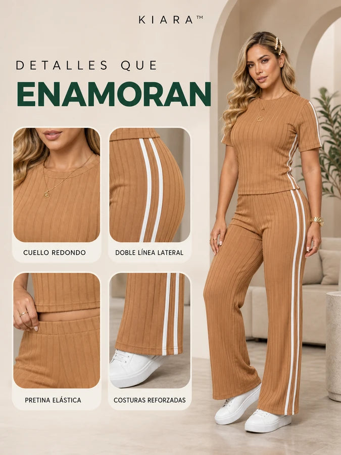 KIARA™ Conjunto Rib Blusa y Pantalón Palazzo | Cómodo y fácil de combinar