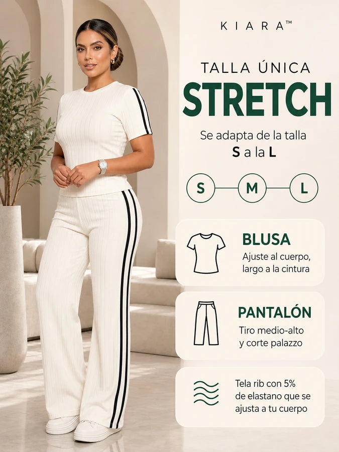 KIARA™ Conjunto Rib Blusa y Pantalón Palazzo | Cómodo y fácil de combinar