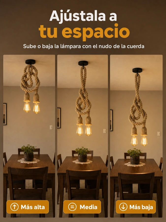 TORZAL™ Lámpara Colgante Vintage de Cuerda | Incluye 2 Bombillos